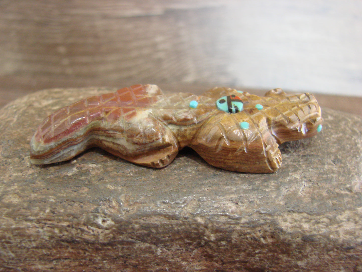 Native American Zuni Indian Banded Jasper Lizard Fetish by Laate