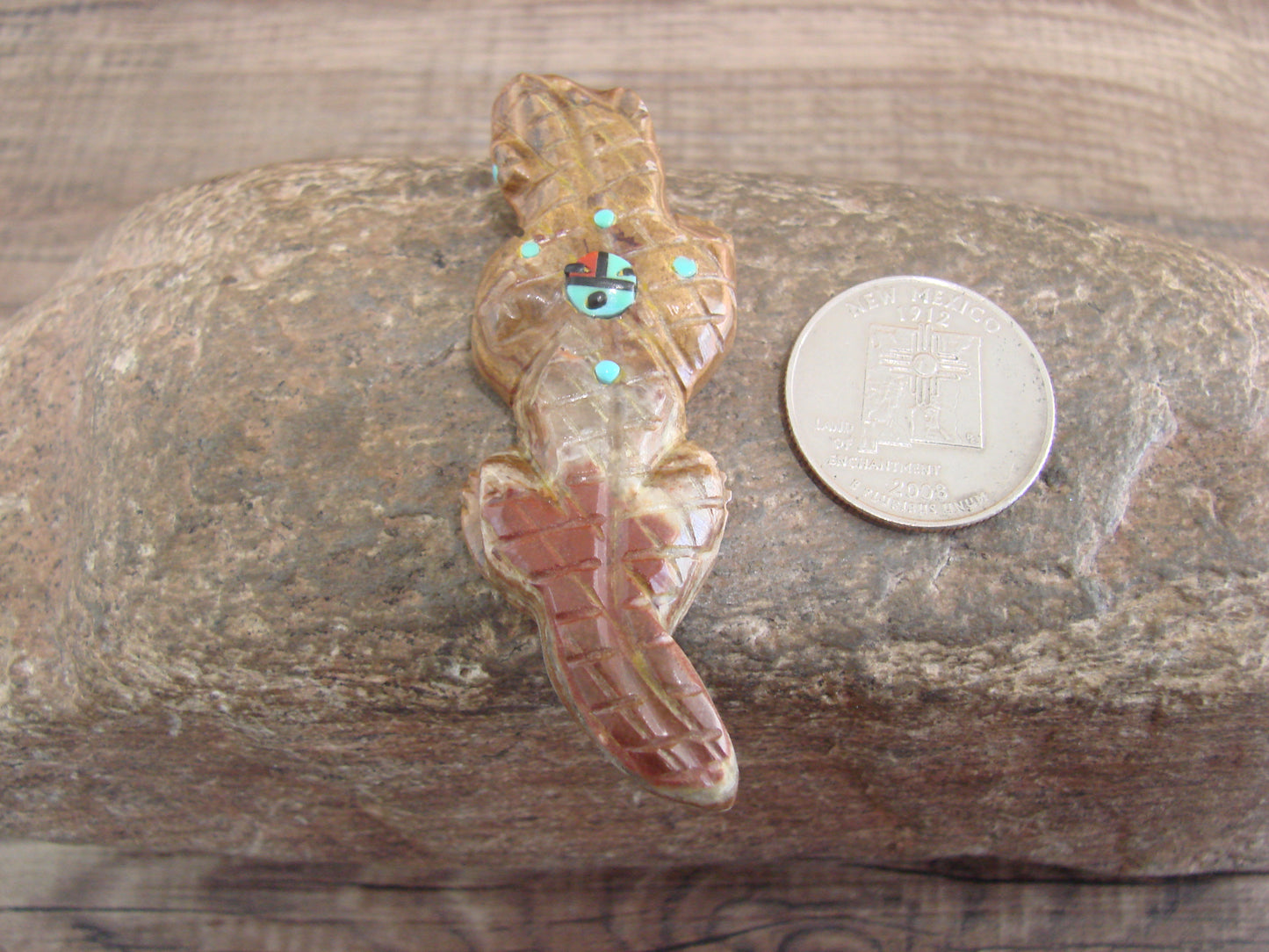 Native American Zuni Indian Banded Jasper Lizard Fetish by Laate