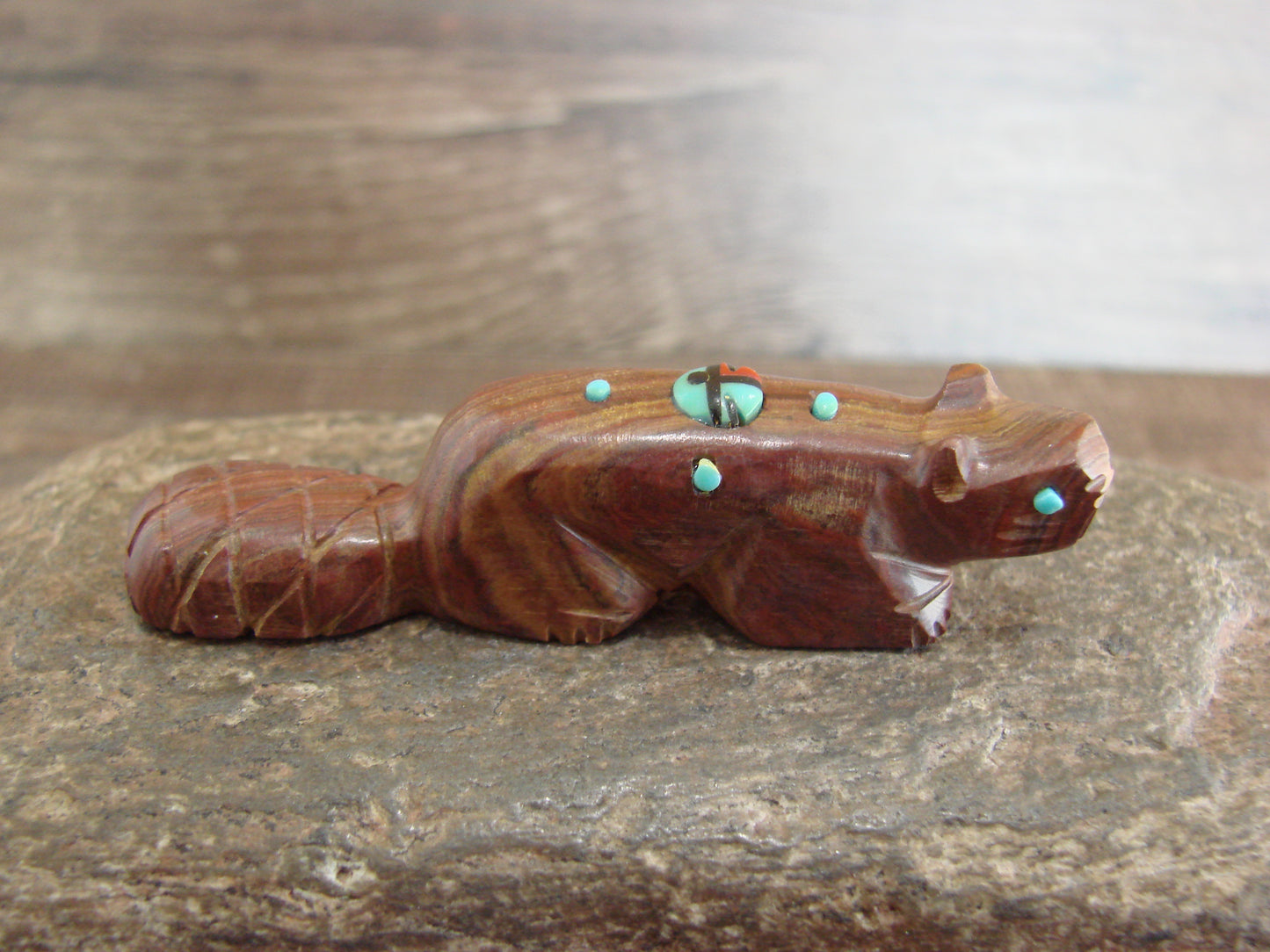 Native American Zuni Indian Banded Jasper Beaver Fetish by Laate