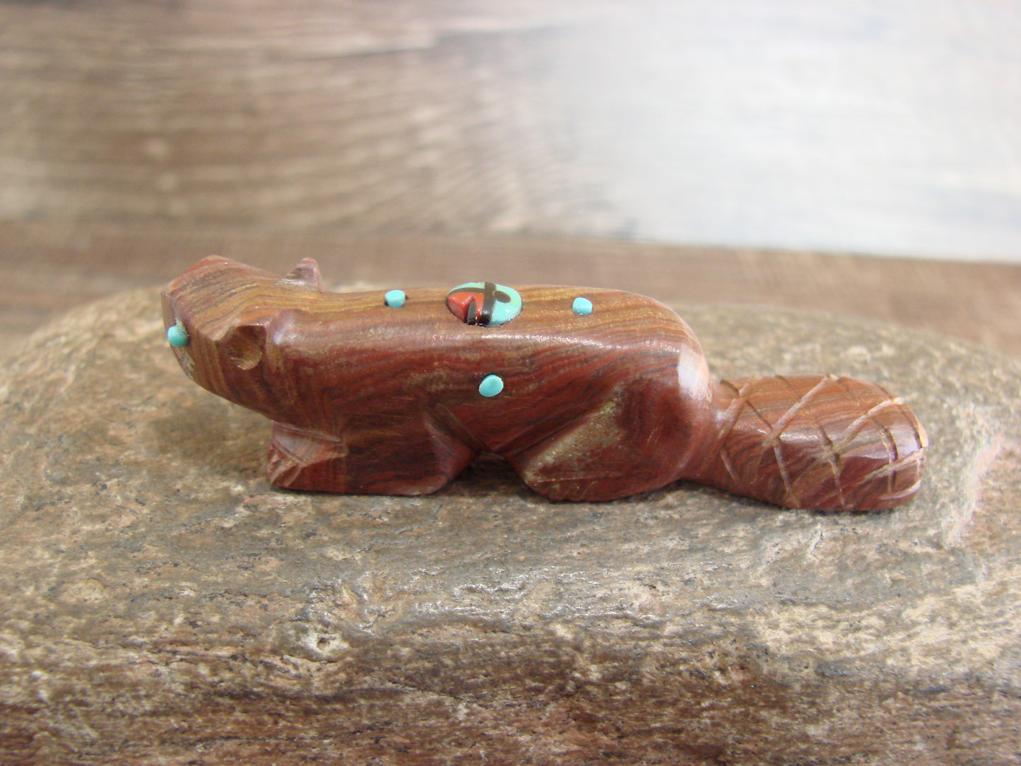 Native American Zuni Indian Banded Jasper Beaver Fetish by Laate