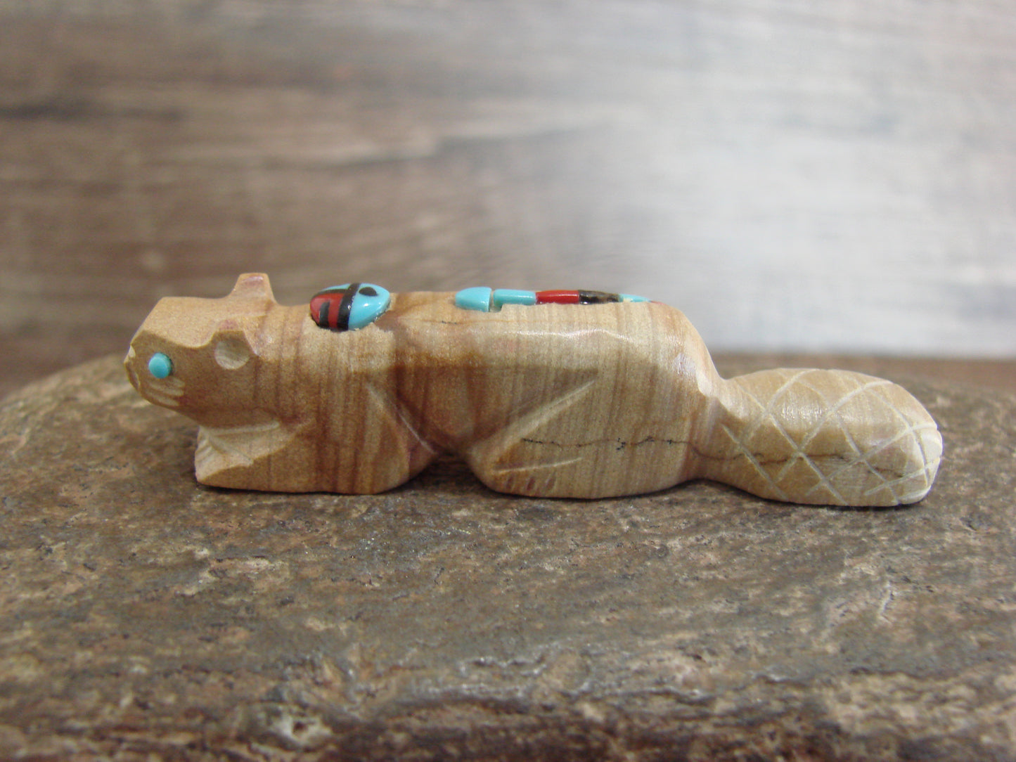 Native American Zuni Indian Jasper Heartline Beaver Fetish by Laate