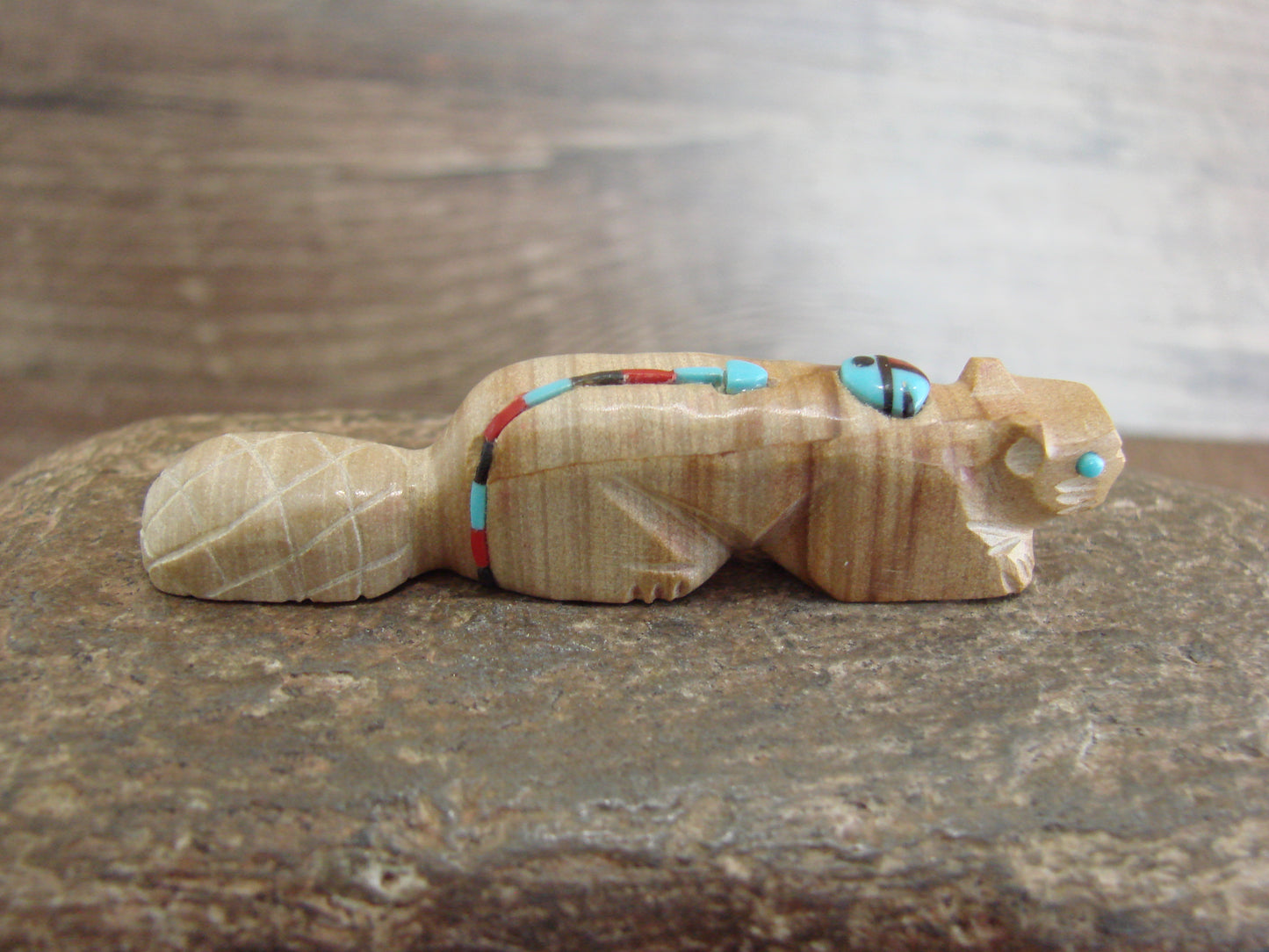Native American Zuni Indian Jasper Heartline Beaver Fetish by Laate