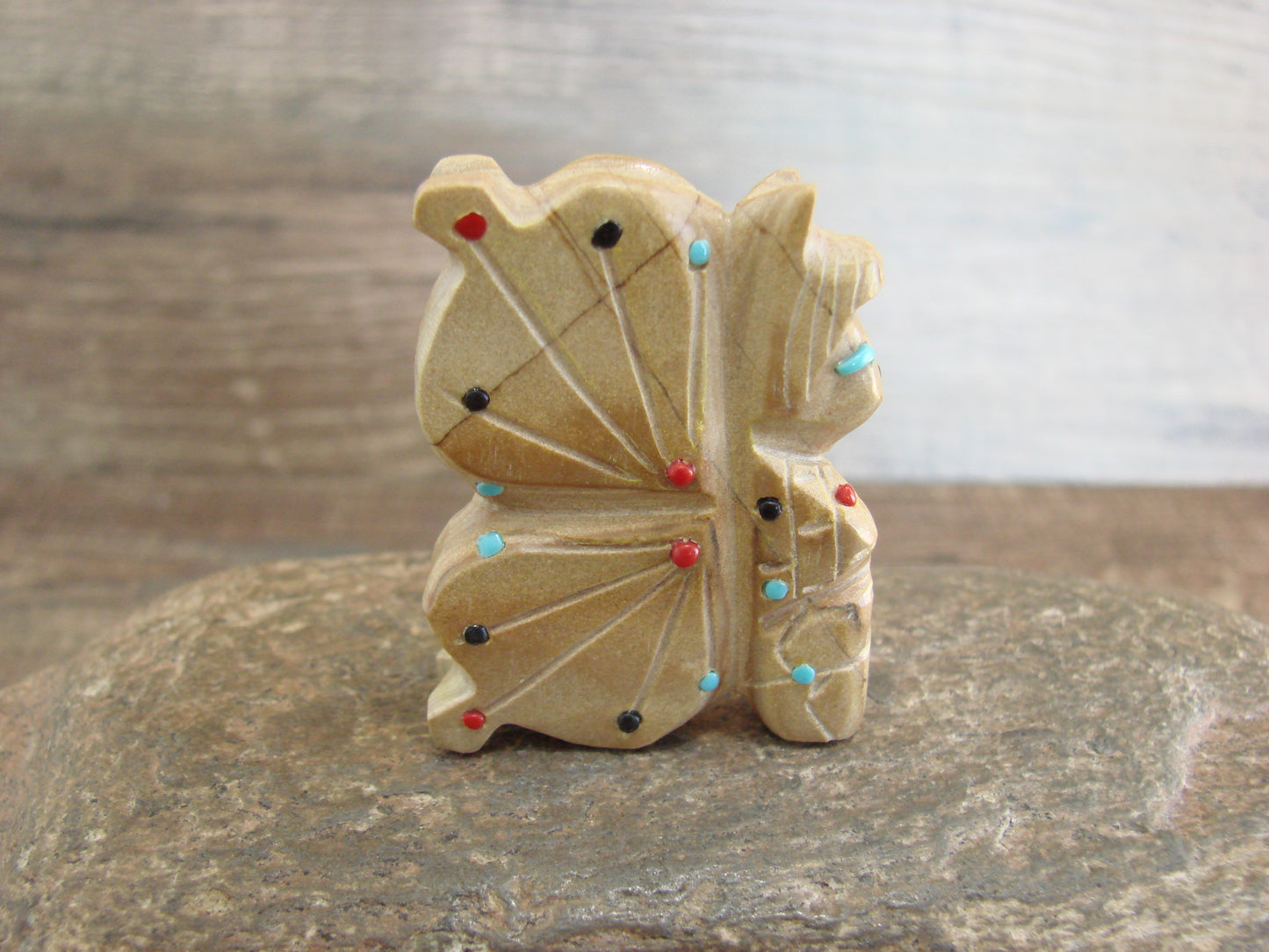 Native American Zuni Indian Jasper Heartline Butterfly Fetish by Laate