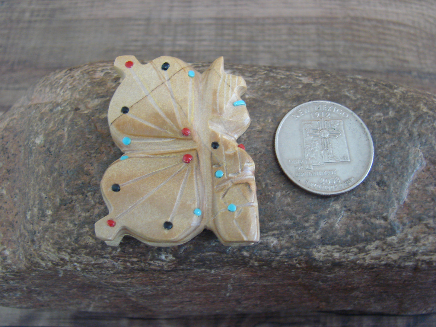 Native American Zuni Indian Jasper Heartline Butterfly Fetish by Laate