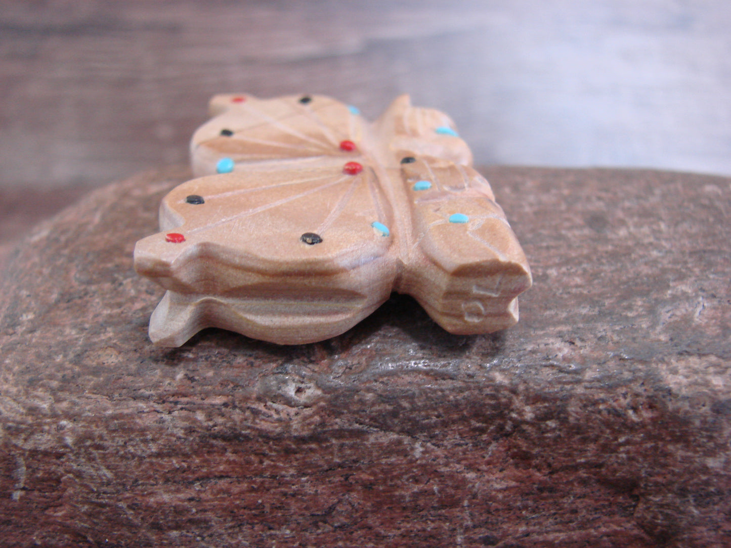 Native American Zuni Indian Jasper Heartline Butterfly Fetish by Laate