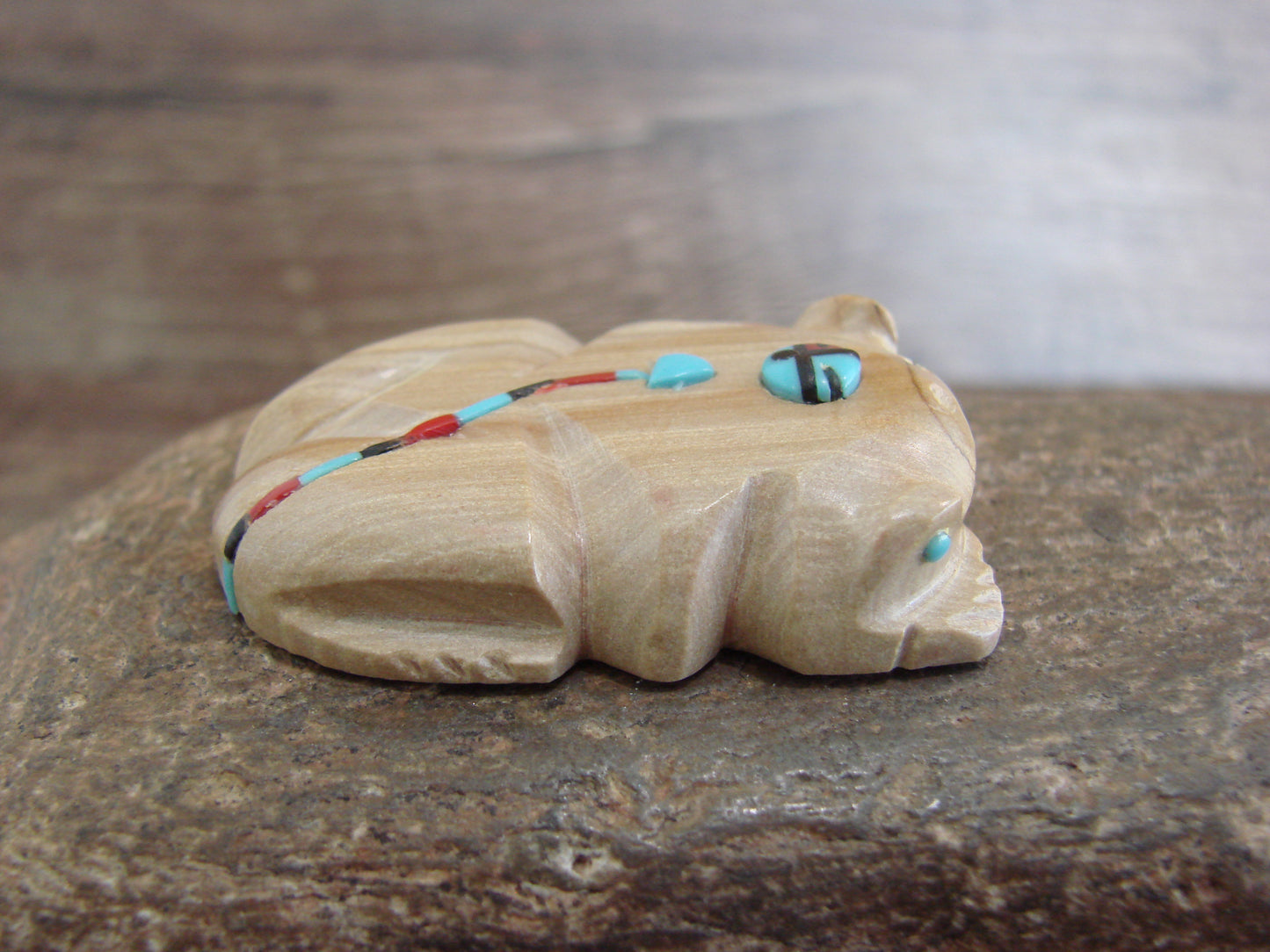Native American Zuni Indian Jasper Heartline Frog Fetish by Laate