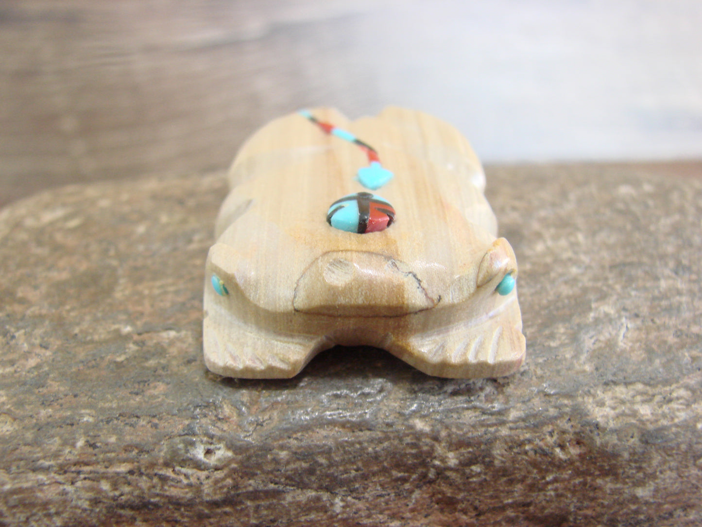 Native American Zuni Indian Jasper Heartline Frog Fetish by Laate