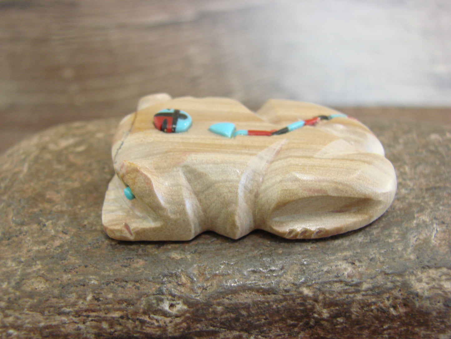 Native American Zuni Indian Jasper Heartline Frog Fetish by Laate