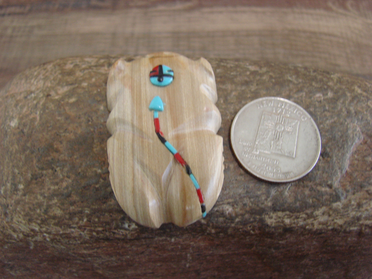 Native American Zuni Indian Jasper Heartline Frog Fetish by Laate