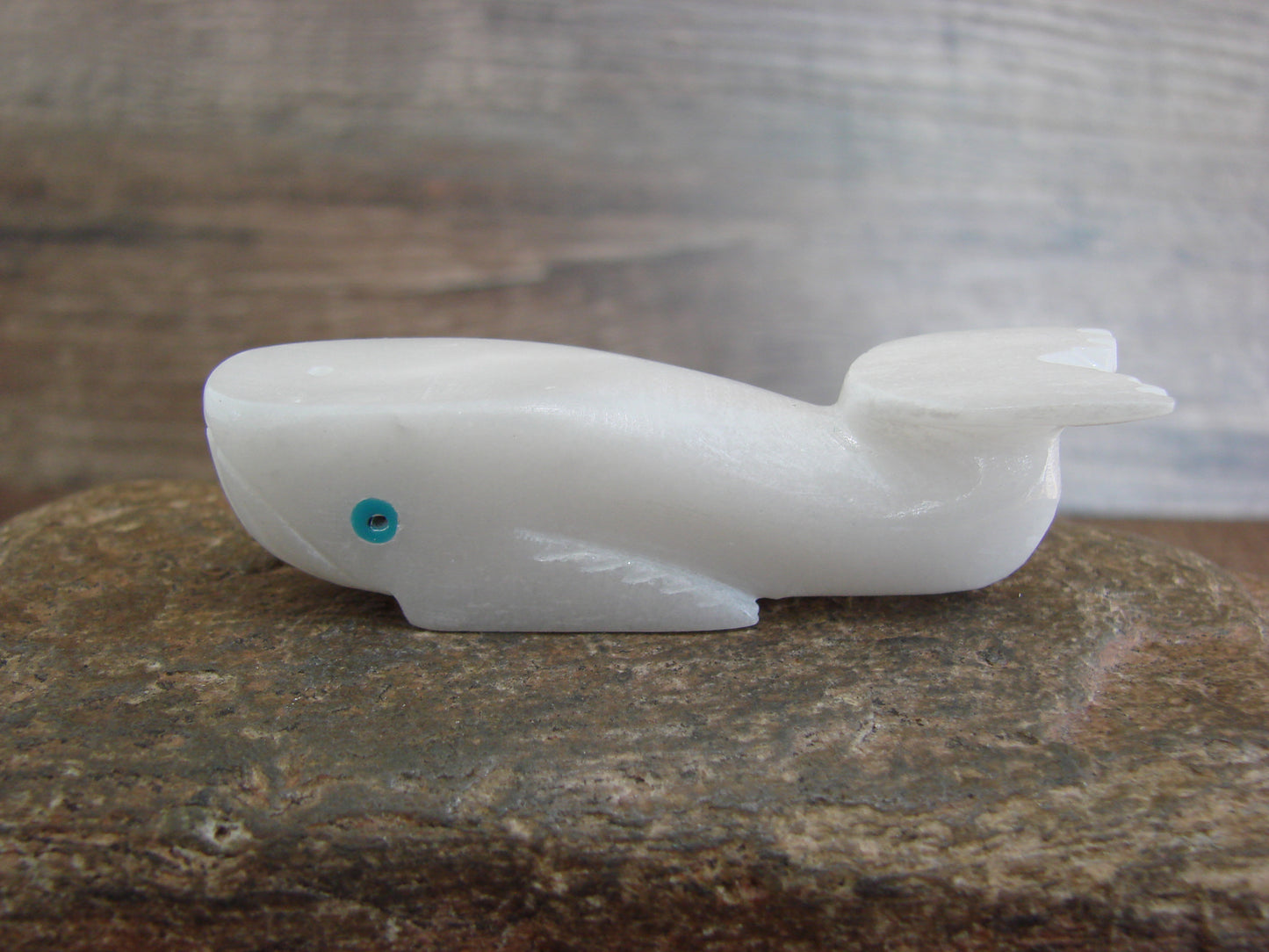 Native American Zuni Indian Marble Whale Fetish by Tsethlikai