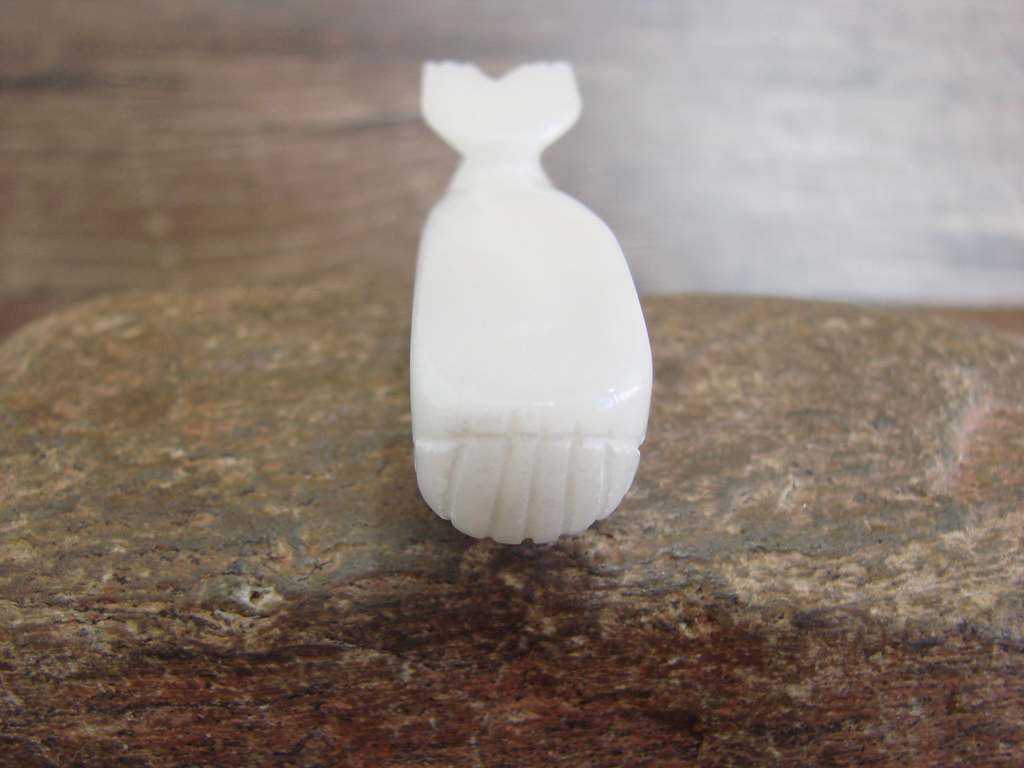 Native American Zuni Indian Marble Whale Fetish by Tsethlikai