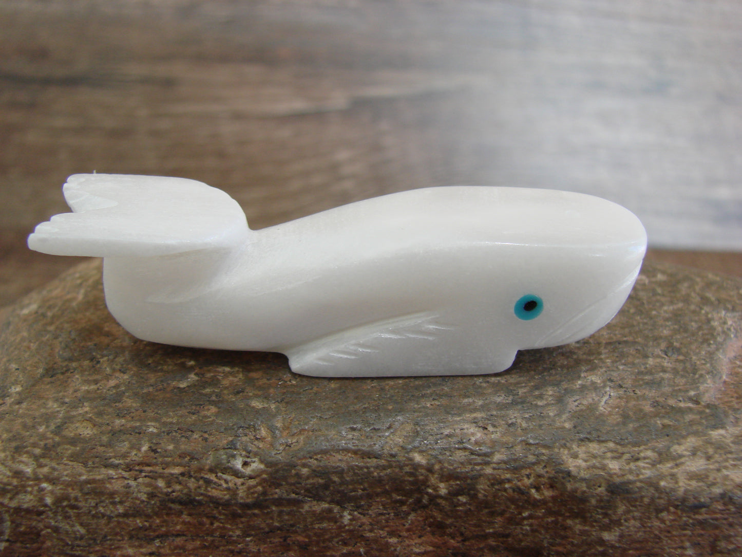 Native American Zuni Indian Marble Whale Fetish by Tsethlikai