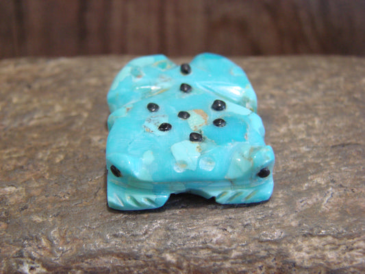 Native American Zuni Hand Carved Turquoise Frog Fetish- Latte