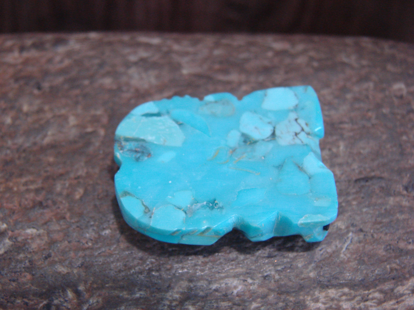 Native American Zuni Hand Carved Turquoise Frog Fetish- Latte