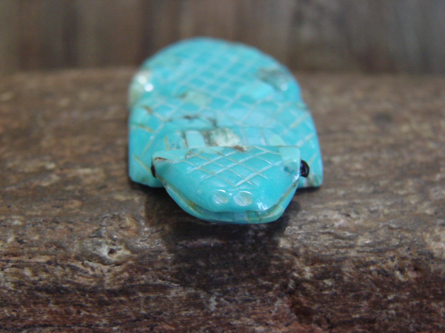 Native American Zuni Hand Carved Turquoise Horned Lizard Fetish- Latte