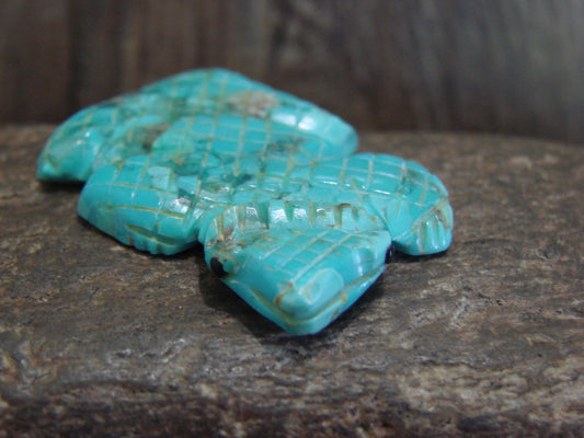 Native American Zuni Hand Carved Turquoise Horned Lizard Fetish- Latte