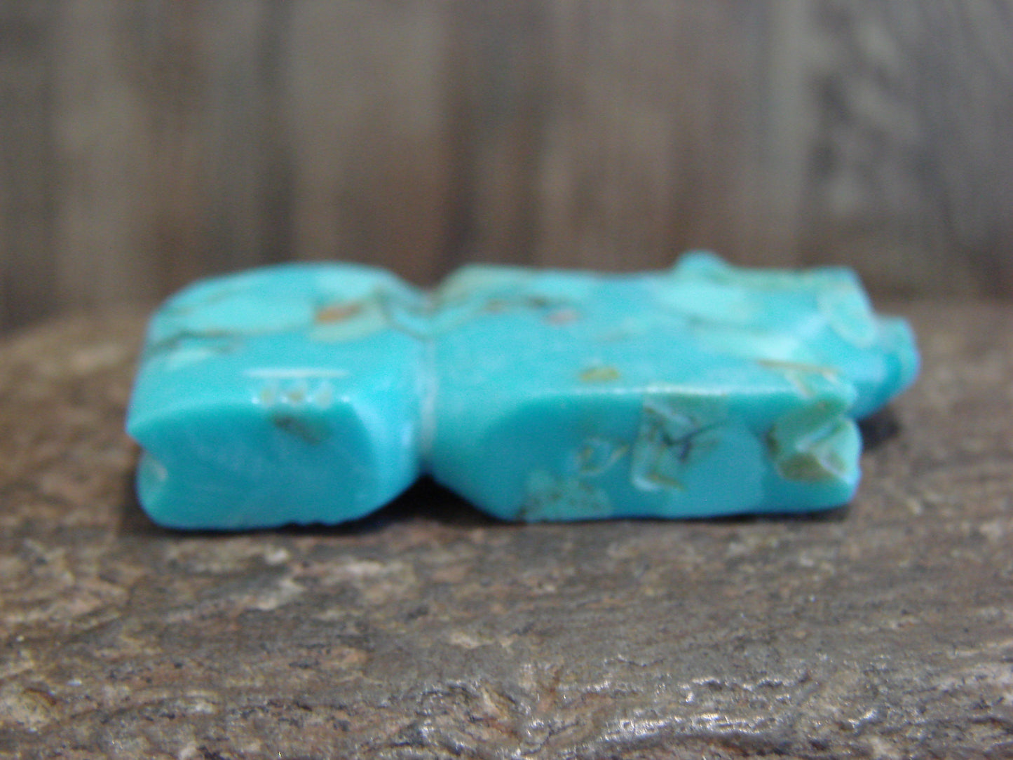 Native American Zuni Hand Carved Turquoise Bear Fetish- Latte