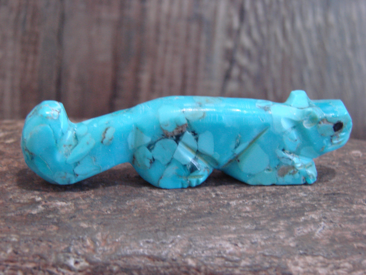 Native American Zuni Hand Carved Turquoise Squirrel Fetish- Latte
