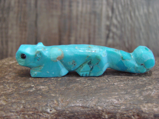 Native American Zuni Hand Carved Turquoise Squirrel Fetish- Latte