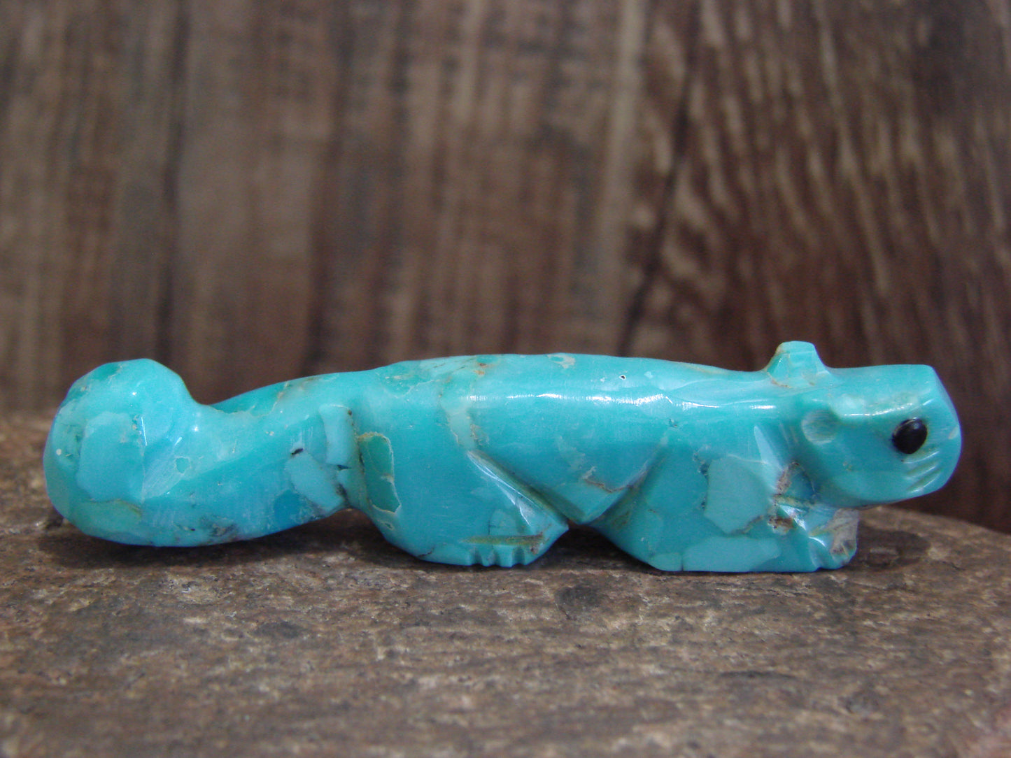 Native American Zuni Hand Carved Turquoise Squirrel Fetish- Latte