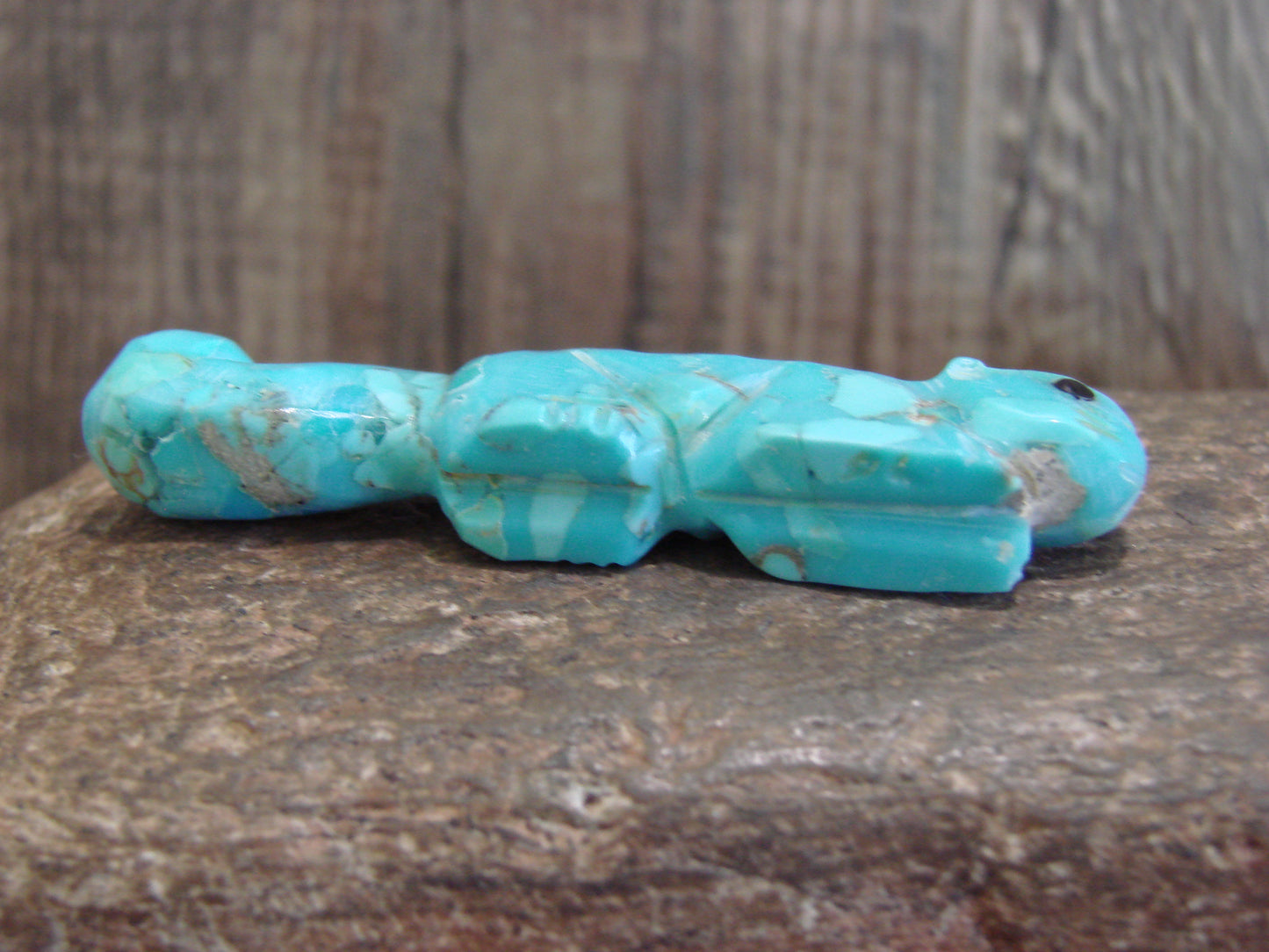 Native American Zuni Hand Carved Turquoise Squirrel Fetish- Latte
