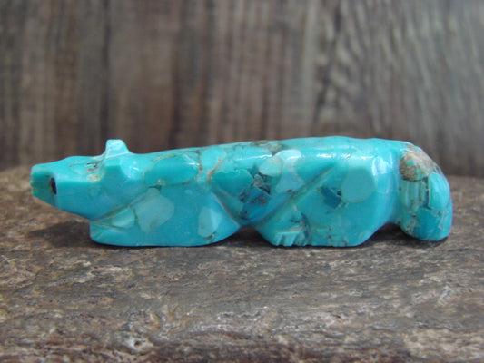 Native American Zuni Hand Carved Turquoise Fox Fetish- Latte
