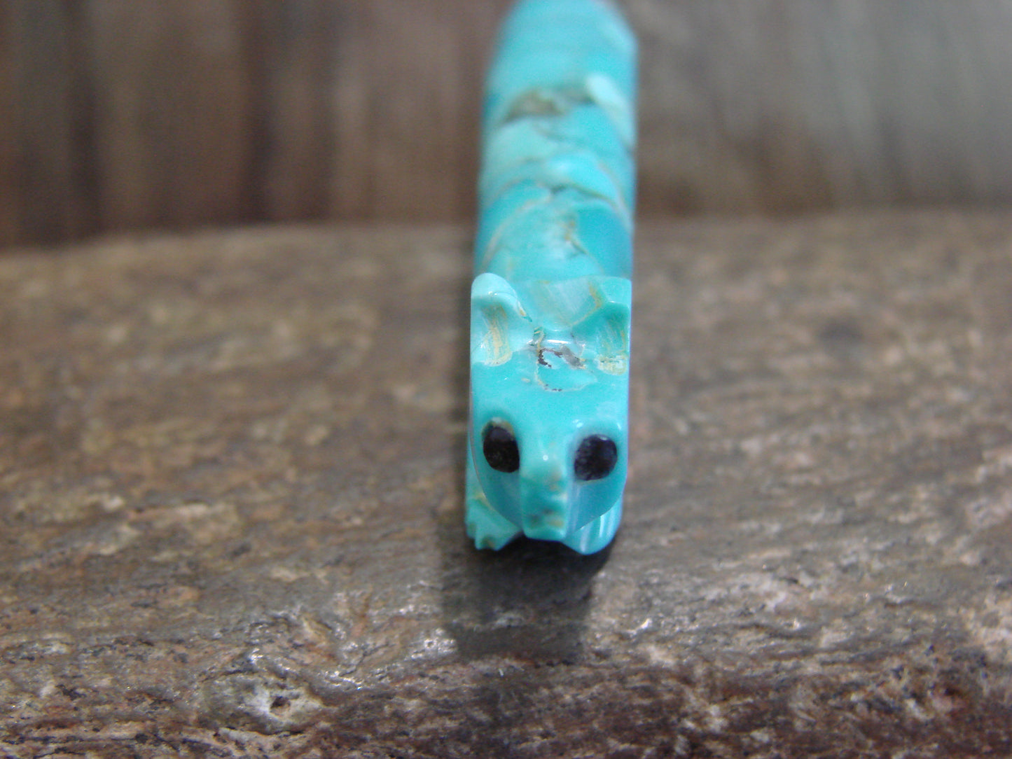 Native American Zuni Hand Carved Turquoise Fox Fetish- Latte