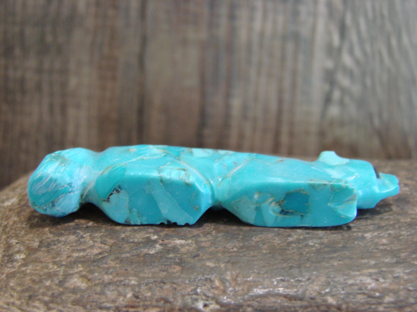 Native American Zuni Hand Carved Turquoise Fox Fetish- Latte