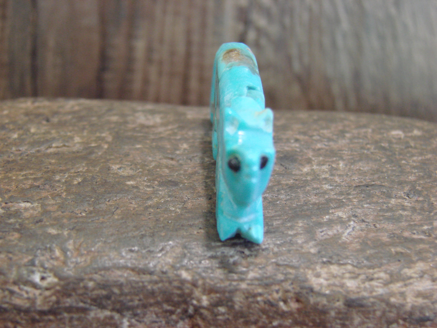 Native American Zuni Hand Carved Turquoise Fox Fetish- Latte