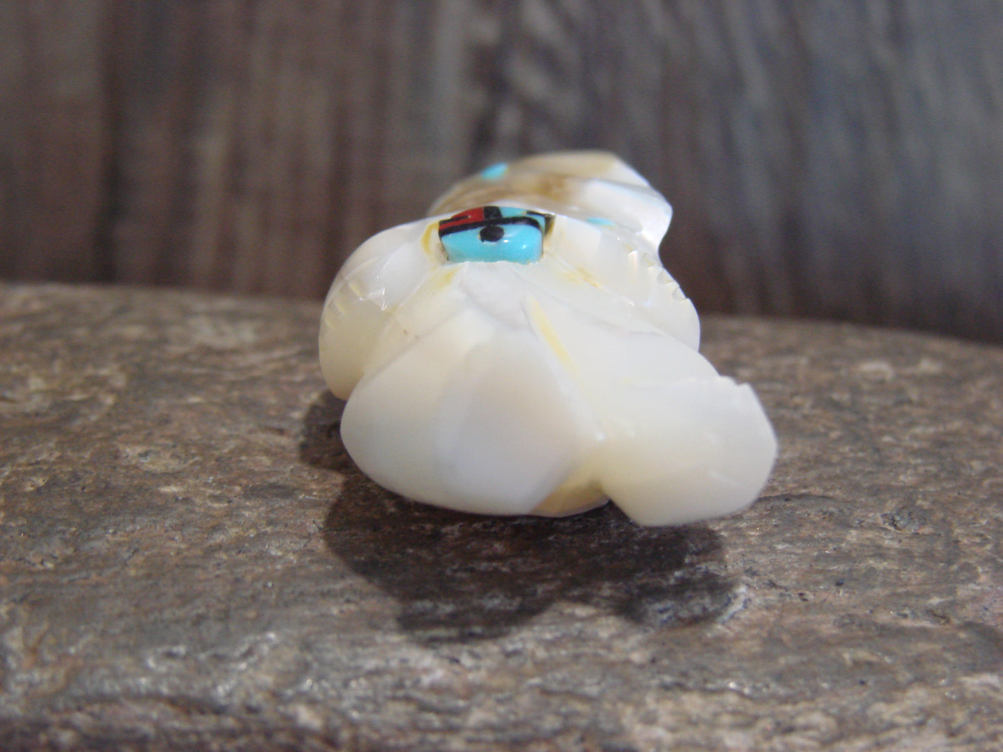 Native American Zuni Indian Hand Carved Mother of Pearl Rabbit Fetish- Latte