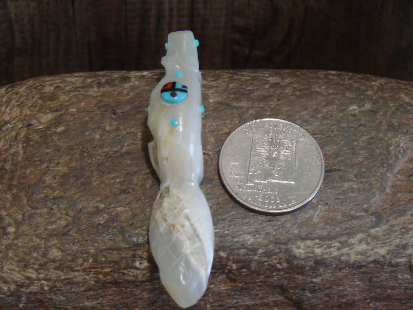 Native American Zuni Indian Hand Carved Mother of Pearl Beaver Fetish- Latte