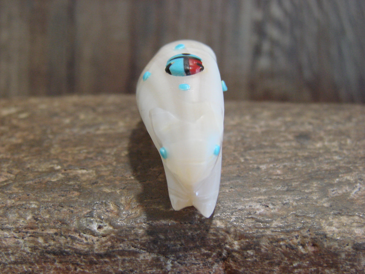 Native American Zuni Indian Hand Carved Mother of Pearl Beaver Fetish- Latte