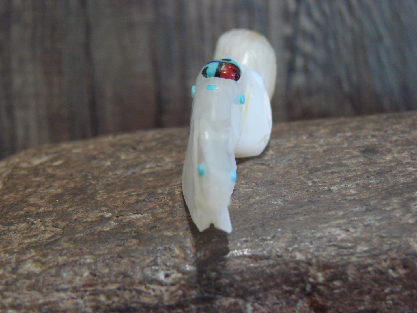 Native American Zuni Indian Hand Carved Mother of Pearl Squirrel Fetish- Latte