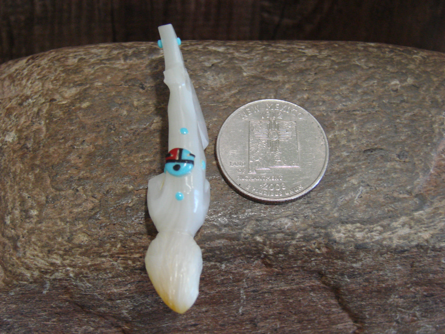 Native American Zuni Indian Hand Carved Mother of Pearl Squirrel Fetish- Latte