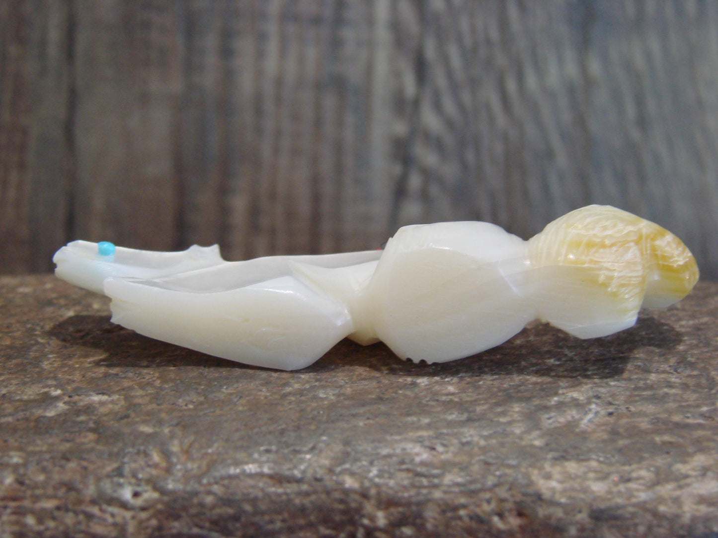 Native American Zuni Indian Hand Carved Mother of Pearl Squirrel Fetish- Latte