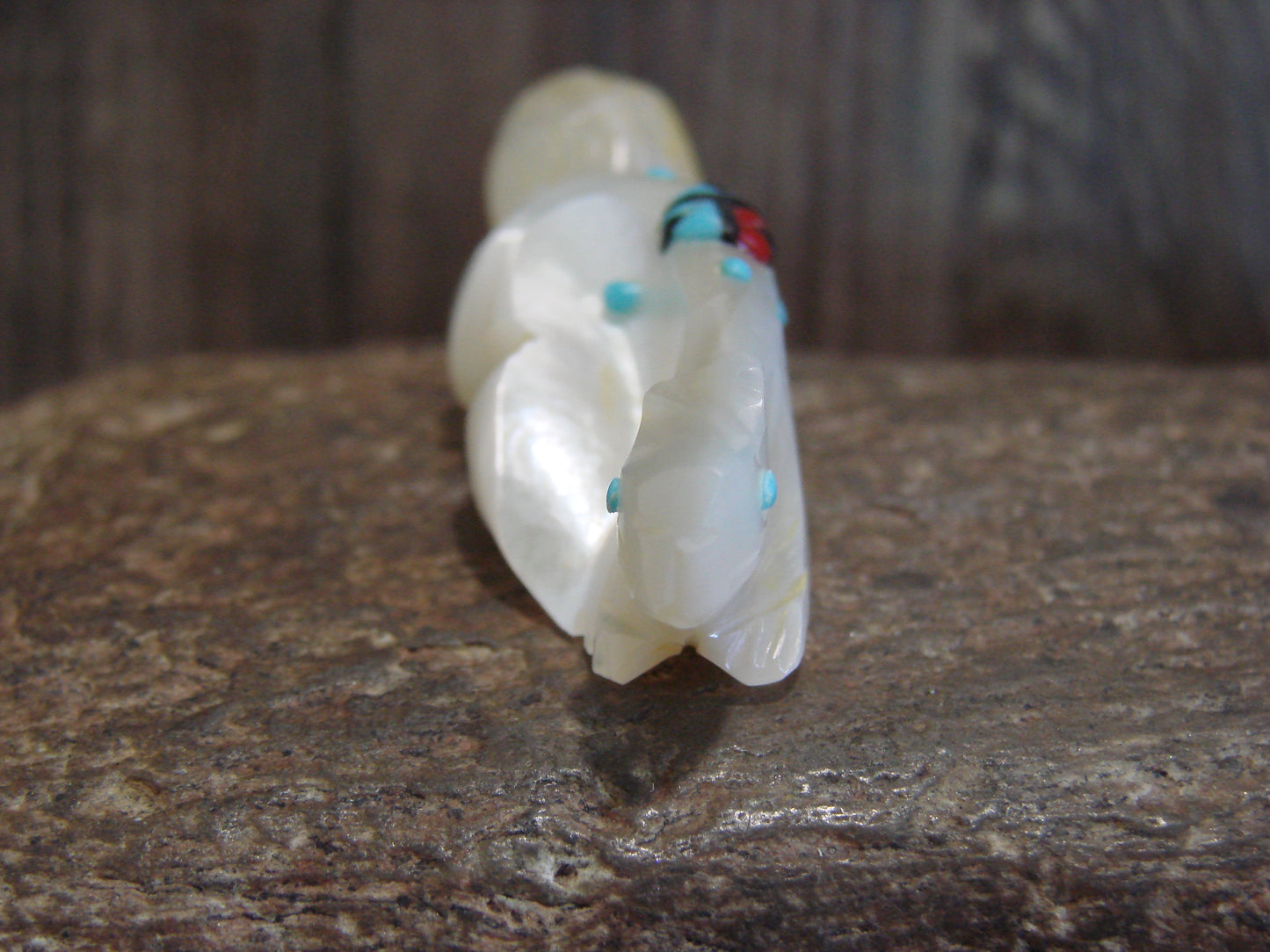 Native American Zuni Indian Hand Carved Mother of Pearl Squirrel Fetish- Latte