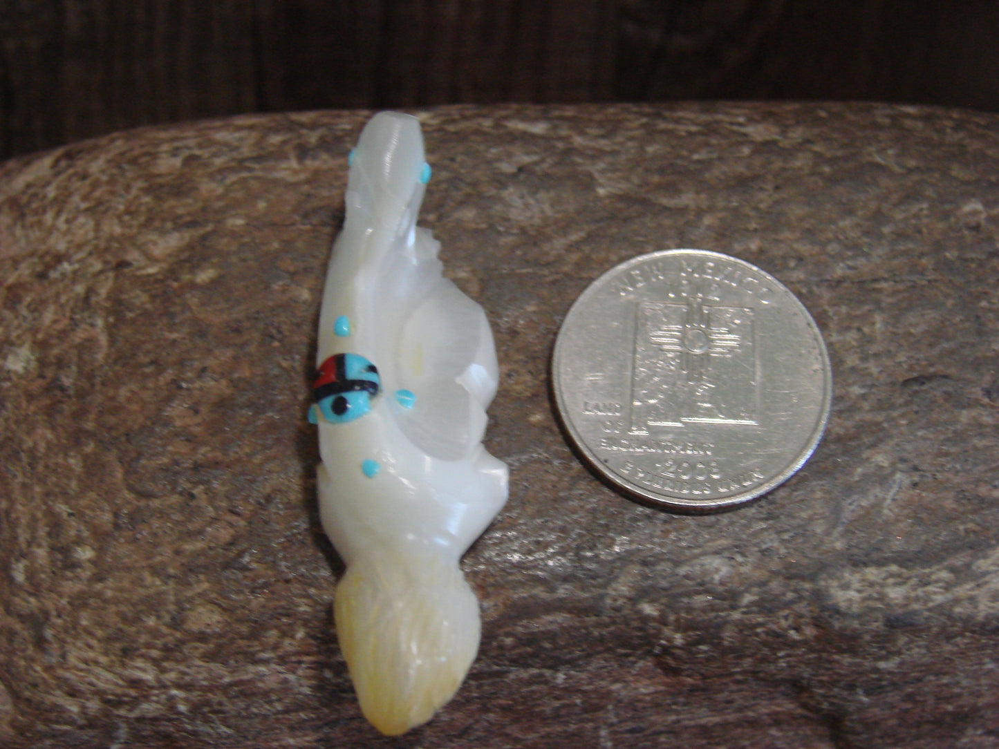 Native American Zuni Indian Hand Carved Mother of Pearl Squirrel Fetish- Latte