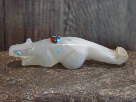 Native American Zuni Indian Hand Carved Mother of Pearl Otter Fetish- Latte