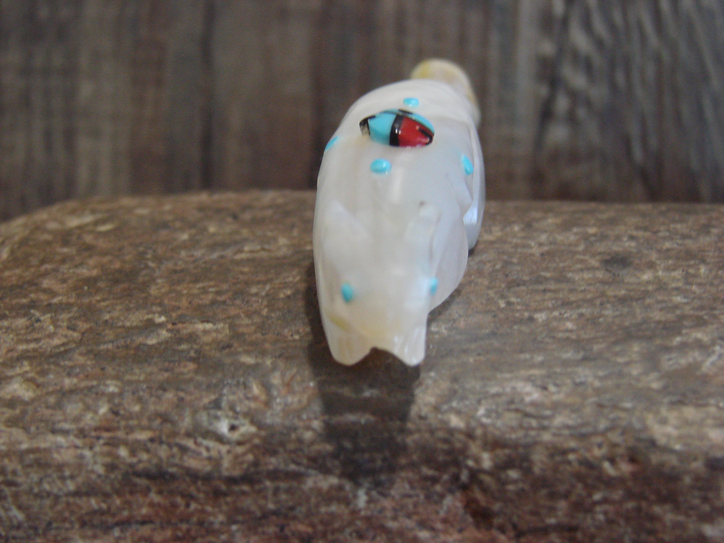 Native American Zuni Indian Hand Carved Mother of Pearl Otter Fetish- Latte