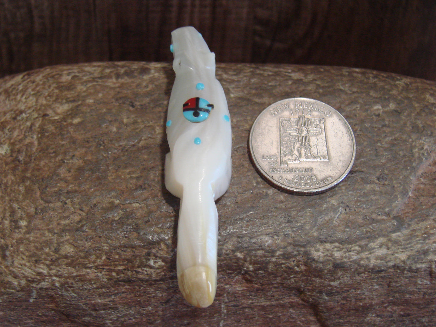 Native American Zuni Indian Hand Carved Mother of Pearl Otter Fetish- Latte