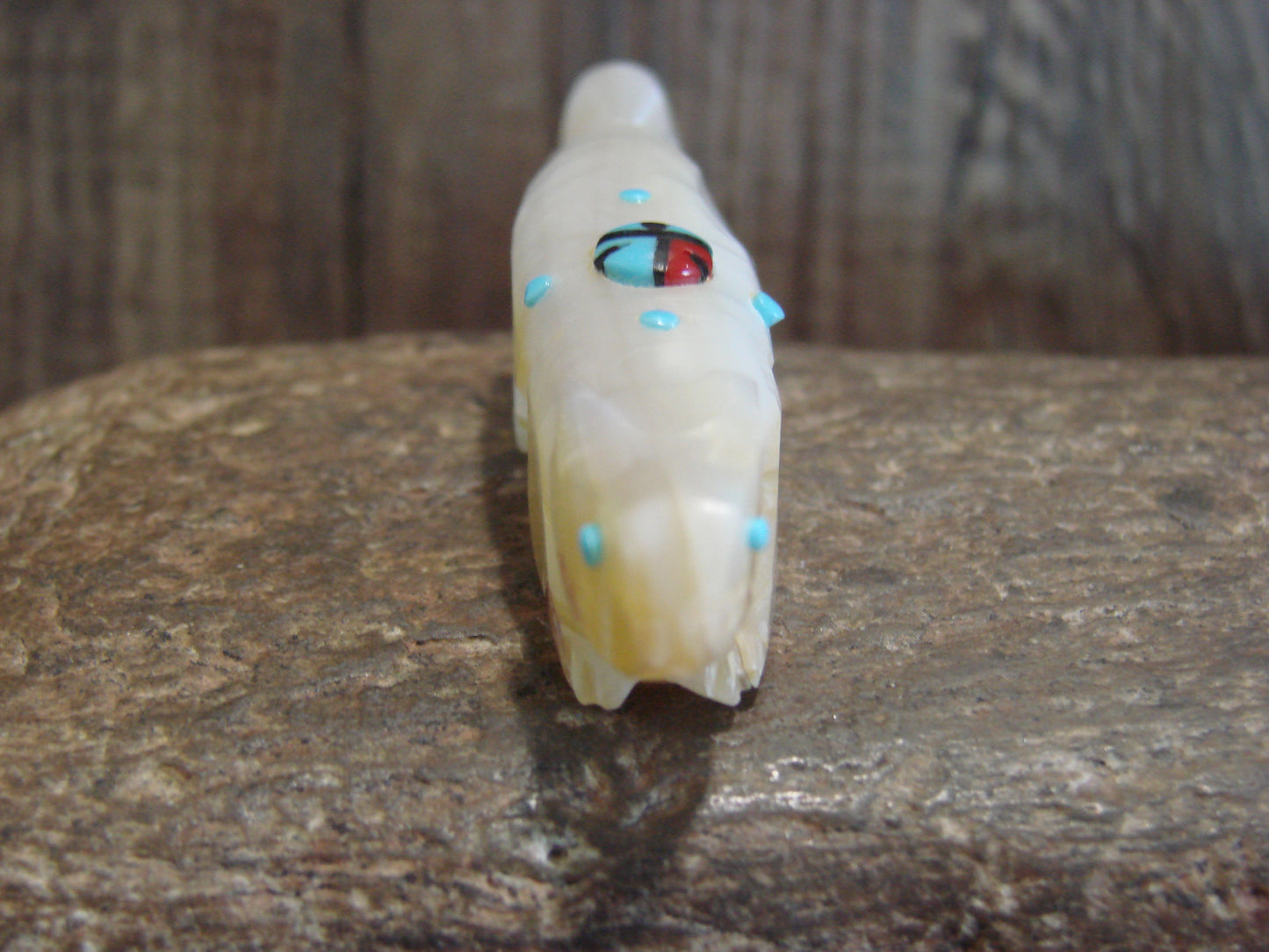 Native American Zuni Indian Hand Carved Mother of Pearl Otter Fetish- Latte