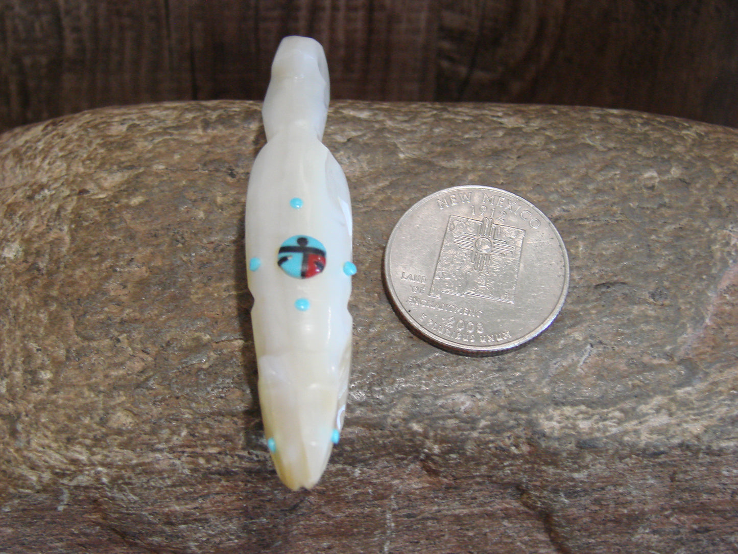 Native American Zuni Indian Hand Carved Mother of Pearl Otter Fetish- Latte
