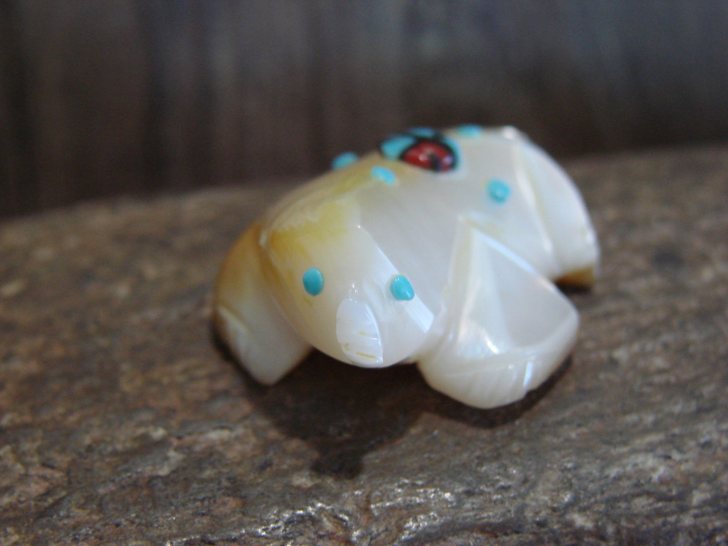 Native American Zuni Indian Hand Carved Mother of Pearl Ant Eater Fetish- Latte