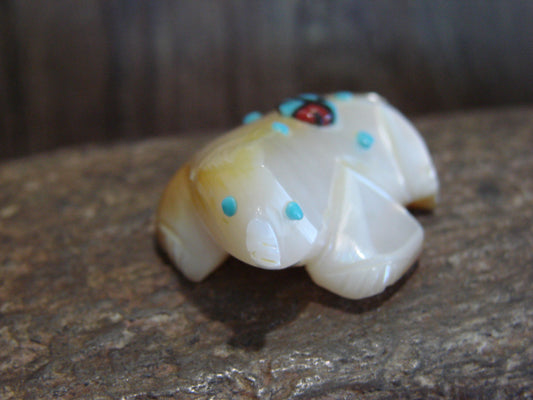Native American Zuni Indian Hand Carved Mother of Pearl Ant Eater Fetish- Latte