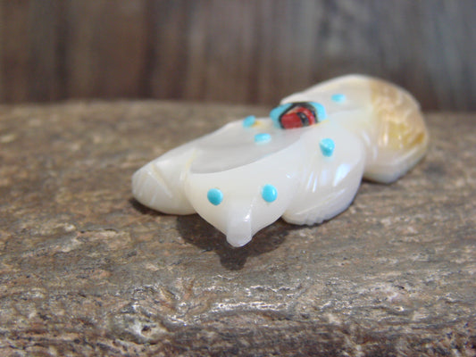 Native American Zuni Indian Hand Carved Mother of Pearl Badger Fetish- Latte