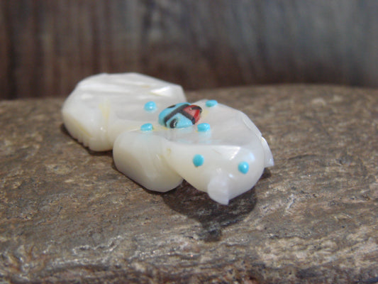 Native American Zuni Indian Hand Carved Mother of Pearl Ant Eater Fetish- Latte
