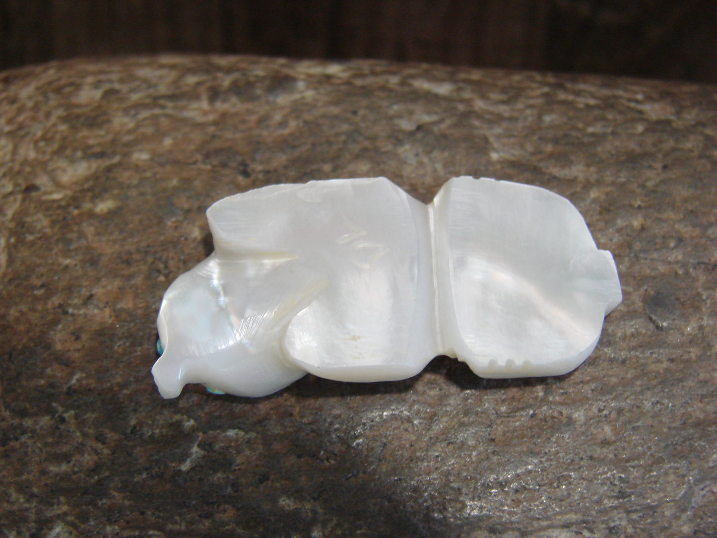 Native American Zuni Indian Hand Carved Mother of Pearl Ant Eater Fetish- Latte