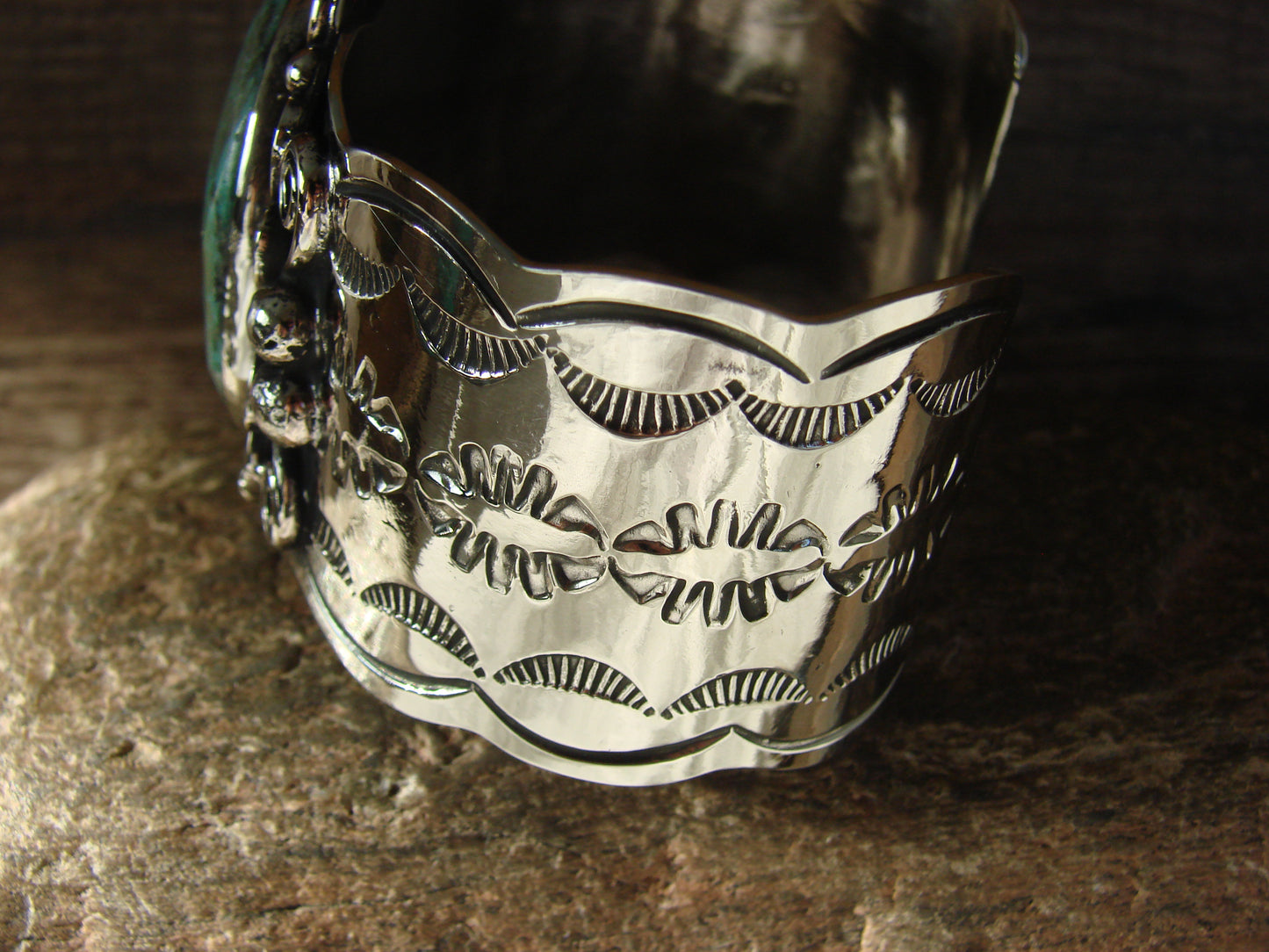 Navajo Indian Nickel Silver & Turquoise Bracelet by Cleveland