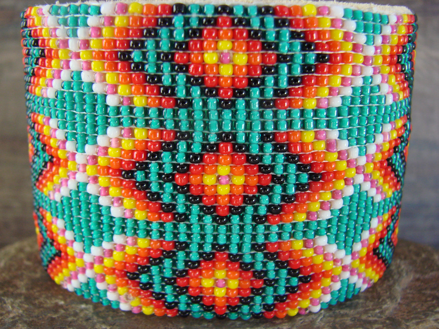 Large Navajo Indian Hand Beaded Bracelet by Jacklyn Cleveland