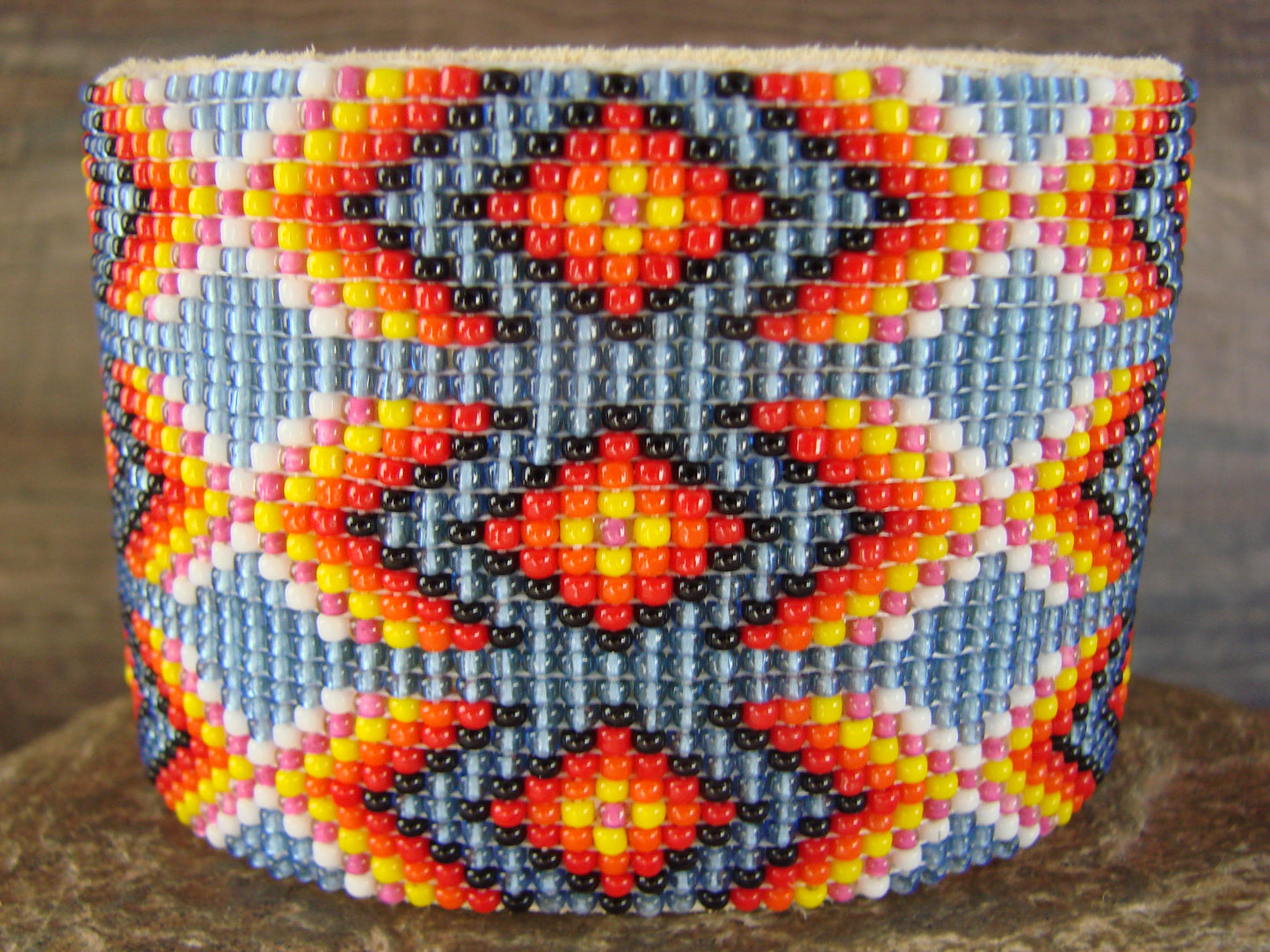 Large Navajo Indian Hand Beaded Bracelet by Jacklyn Cleveland
